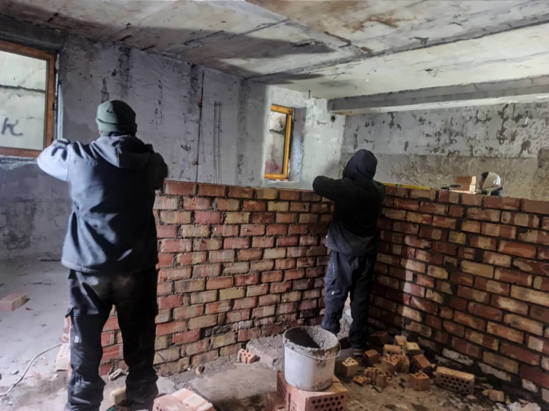 Interior brickwork — partition build-out